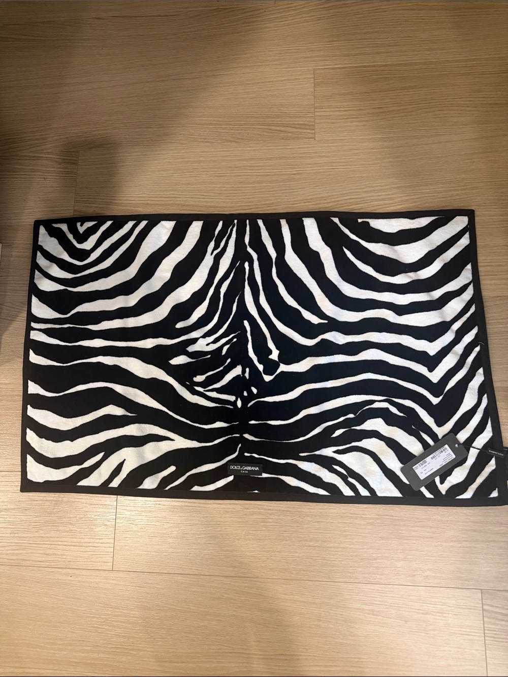 NWT Dolce & Gabbana Casa Black and White Zebra Shower Mat